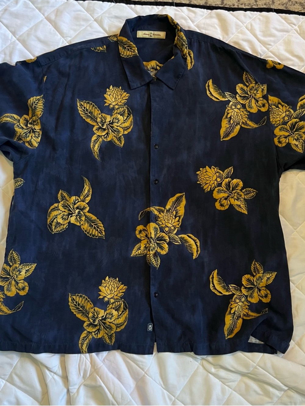 Tommy Bahama Navy Short-Sleeve Button-Up Shirt